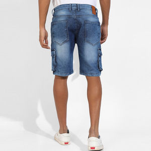 Pantalones Cortos de Mezclilla para Hombre, Color Azul Claro, Estilo Cargo, Desgastados, Cintura Alta, Corte Ajustado, Rotos, de Algodón, Impermeables, Casuales, de Verano - Product Image 5