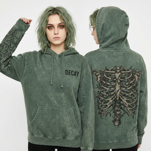 Sudadera con capucha morada oversize personalizada con lavado ácido para mujer, con manga bordada y gráfico gótico de bailarina, estilo streetwear, fabricante - Product Image 2