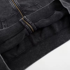 Wholesale Custom Blank 350gsm Vintage Washed French Terry <b>Zip</b>-<b>Up</b> Sweatshirt Hoodies 500gsm Heavyweight <b>Zip</b> <b>up</b> <b>Jacket</b> - Product Image 2