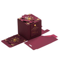 Boîte à fleurs carrée rouge vin créative de qualité supérieure, boîte à bonbons de mariage et de fêtes de haute qualité, petite boîte à sucre style réveillon de Noël