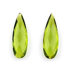 High Quality <b>Peridot</b> Quartz 10x30mm Pear Shape Briolette Beads Calibrated Loose Gemstones for Jewelry Making Wholesale Supplies - Product Image 1