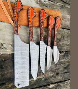 Ensemble de couteaux de cuisine professionnels Product Palace LLC, 5 pièces, couteaux de chef en acier Damas faits à la main, avec manche en bois, cadeau - Product Image 4