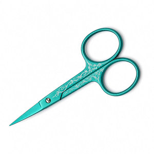 Tijeras para Cejas de Acero Inoxidable Turquesa, Hoja Recta Afilada, Herramienta de Belleza para Diestros, Tijeras de Belleza con Cerámica de Grado A+ - Product Image 3