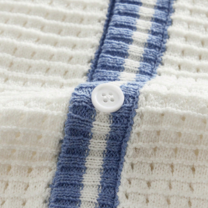 Camisa Polo de Punto Vintage para Hombre, Bordado Floral, Malla Texturizada, Manga Corta, Abotonada, Estilo Casual Urbano - Product Image 4