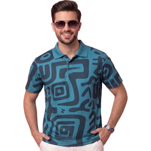 Polo à manches courtes pour homme, uni, style européen et américain, haut de gamme, t-shirt de golf, tricoté, été, coupe ajustée, rayé, décontracté - Product Image 1