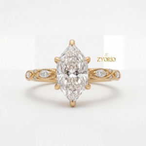 Romantic Vintage Style Marquise Lab Grown Diamond Engagement <b>Ring</b> <b>Adjustable</b> Band 925 <b>Silver</b> Elegant Jewelry for Anniversary - Product Image 2