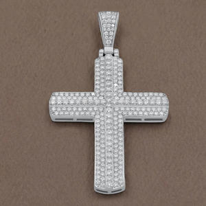 Gold Plated Iced Moissanite <b>Cross</b> <b>Pendant</b> 925 <b>Sterling</b> <b>Silver</b> Hip Hop Jewelry for Party Wedding Birthday Anniversary Gifts - Product Image 3