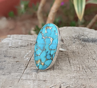 Bague Statement Classique Faite à la Main en Argent Sterling 925 avec Pierre Précieuse Ovale Turquoise et Sertissage Clos pour Femme – Vente en Gros