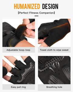 Gants d'entraînement unisexes ZERBJ respirants pour la musculation avec fermeture à enfiler pour la salle de sport et le cyclisme - Product Image 6