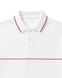 เสื้อโปโลชายสีขาวและสีแดงแบบกำหนดเอง แขนสั้น สวมใส่สบาย เหมาะสำหรับกอล์ฟ ระบายอากาศได้ดี เสื้อกีฬาโพลีเอสเตอร์คุณภาพพรีเมียมสำหรับฤดูร้อน - Product Image 3