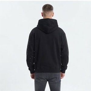 High Custom New Men's <b>Black</b> Glitter Dot Print Hooded Sweatshirt Regular Fit Casual Autumn Wear Fleece Knitted <b>Hoodie</b> with Pocket - Product Image 2