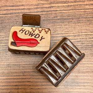 Cowgirl Western Hand <b>Tooled</b> Engraved Leather Style Multiple Print Hair Personalized Logo Big Mini Hair <b>Clip</b> High Quality - Product Image 6