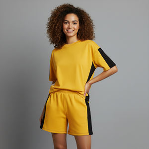 Conjunto de 2 Piezas para Mujer, 100% Algodón, Camiseta y Pantalones Cortos por Encima de la Rodilla, con Encaje, Logotipo Personalizado Impreso en 3D, Estilo Urbano, OEM/ODM - Product Image 3