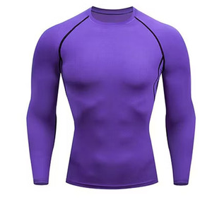 Customizable <b>Men</b> Compression Shirts Knitted Short Sleeves Moisture Wicking <b>Stretch</b> Fitness Workout Sports Wear OEM - Product Image 1