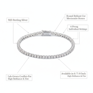 สร้อยข้อมือเทนนิสฮิปฮอปประดับจี้รูปไม้กางเขนเพชรเงินแท้ 925 สำหรับผู้หญิง เครื่องประดับแฟชั่นทันสมัย ของขวัญแต่งงาน - Product Image 6