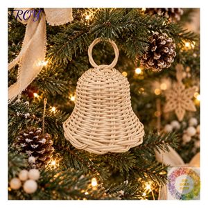 Adorno de Campana de Ratán Tejido a Mano, Decoración Colgante de Mimbre Natural para Árbol de Navidad, Hogar Festivo y Exhibiciones de Temporada - Product Image 6