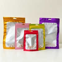 Sacs refermables à fermeture éclair transparents d'un côté, en Mylar, pour cils, brillant à lèvres, petits emballages cosmétiques – Vente en gros