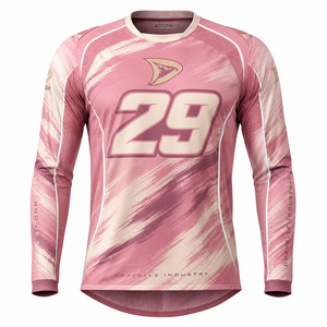 Maillot de motocross personnalisé en polyester micro-mesh, sublimation, design effet pinceau rose poussiéreux, manches longues, tout-terrain - Product Image 2