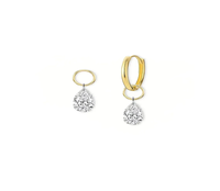 Pendientes Colgantes con Diamantes Cultivados en Laboratorio con Corte Pera, Estilo Aro de Oro de 10K, 14K, 18K, Joyería Minimalista, Pendientes Elegantes para Uso Diario
