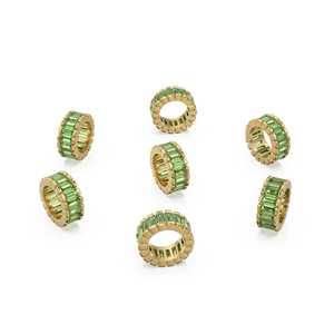 Cuentas de Oro de 14k con Peridoto Verde Baguette / Cuentas de Peridoto Rondelle / Cuentas Europeas de Peridoto / Adorno de Peridoto en Oro Sólido - Product Image 3