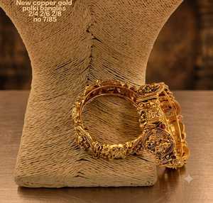 PADMAWATI Luxury Brass Gold Plated High Quality Multi Color Indian Traditional Bridal Bangles Gemstone Accents Wedding - Product Image 2