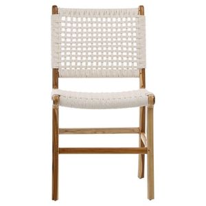 High Quality Sheesham Wood Dining Chair White Woven Rope <b>Seat</b> Handmade Wooden Side Chair for Dining Room Modern Furniture - Product Image 2