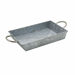 Plateau en métal galvanisé fait main, durable, pour servir des collations, des boissons, du thé, du café, le petit-déjeuner, sur la table à manger, dans la cuisine, à la maison - Product Image 6