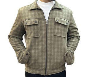 Veste universitaire Bearfit haut de gamme pour homme, style vintage, coupe oversize, chauffante, respirante, à motif écossais, avec fermeture éclair et col montant, finition soignée - Product Image 2