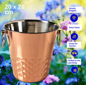 Customizable Stainless Steel Copper Plated Champagne Bucket, Ice Tub or Cocktail Chiller For Indoor Outdoor Parties - Product Image 5