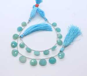 Perles en Amazonite Naturelle Facettée en Forme de Cœur AAA 8-9MM, Perles de Pierre Précieuse Amazonite Facettées en Forme de Cœur, Vente en Gros, Fil de 9 Pouces - Product Image 1