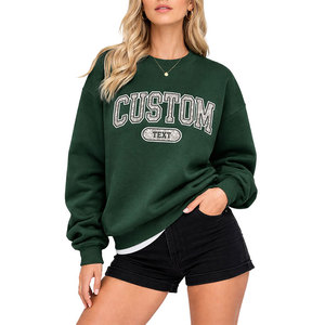 High Quality Custom Text Green Oversized <b>Sweatshirt</b> Women Casual Crew Neck Pullover Fleece Loose Fit Streetwear - Product Image 1