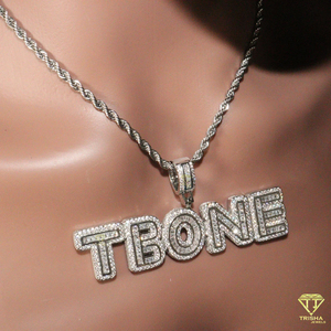Moissanite Diamond " TBONE " Pendant <b>Chain</b> Custom <b>Name</b> Necklace Luxury Hip Hop Jewelry Style - Product Image 1