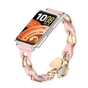 Bracelets de montre élégants pour <span class=keywords><strong>Huawei</strong></span> <span class=keywords><strong>Band</strong></span> 11/11pro, connecteur métallique pour femmes, bracelet de montre en silicone pour <span class=keywords><strong>Huawei</strong></span> <span class=keywords><strong>Band</strong></span> 11/11pro - Product Image 4