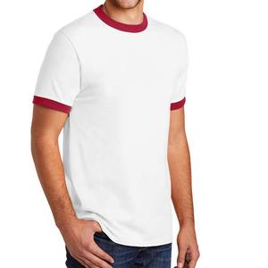 Camiseta Deportiva de Cuello Redondo con Logotipo de Marca Personalizado al por Mayor, Camiseta Ringer Blanca de Manga Corta para Hombre - Product Image 2