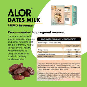 ALOR Prémélange Lait de dattes 25gx15 Sachets Halal Energy Rich Antioxydants Vitamines Minéraux Grain Adultes & Enfants Boîte - Product Image 6