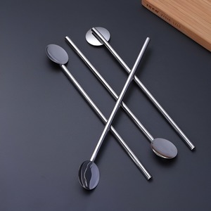 Eco-Friendly Food Grade 304 Stainless Steel Straw <b>Soup</b> <b>Spoons</b> Gold Rose Gold & Straw Colourful Drinkware Accessories - Product Image 1