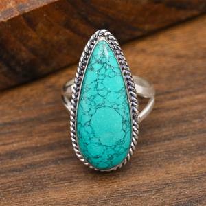 Bague en turquoise Santa Rosa, argent sterling 925, bijoux faits à la main de style ethnique, bague en pierre précieuse naturelle, unique - Product Image 1