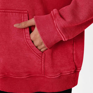 ผู้ผลิตและจำหน่ายเสื้อฮู้ดดี้ผู้หญิงแบบย้อมสีเอซิด สีพื้นเรียบ สีล้วน จำนวนมาก - Product Image 6