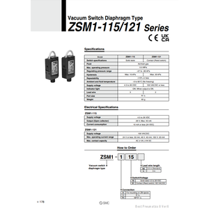 Interruptor de presión de vacío de SMC Pneumatics, - Product Image 2