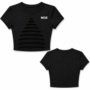 Camiseta Corta Cómoda para Mujer, Diseño Personalizado con Estampado Puff, Corte Frontal Hueco, Media Manga, Top de Algodón Sólido, Ropa de Verano DTF - Product Image 3