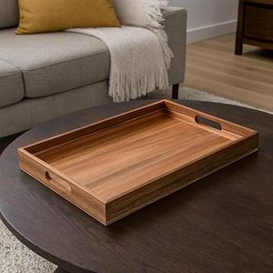 Bandeja de Té de Madera con Logotipo Personalizado, Rectangular, con Asa, Estilo Vintage, de Madera de Nogal, para Servir en el Hogar o Hotel - Product Image 5