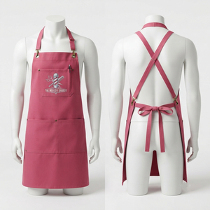 Tablier de Barbier pour Homme 240 GSM en Sergé Poly Coton Rose avec Logo Brodé Personnalisé, Sangle Réglable, Poche Avant, OEM ODM Marque Privée - Product Image 3