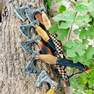 ขวานวิคกิ้งขนาดเล็กทำมือ SCL หัวขวานโทมาฮอว์ก DIY ขวานเหล็กกล้าคาร์บอนทำมือ ด้ามไม้โรสวูด สำหรับการจำลองสถานการณ์ทางประวัติศาสตร์ - Product Image 1