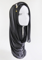 Hijab en mousseline noire pour femmes, motif à carreaux, usage quotidien modeste, écharpe respirante en polyester, écharpe ethnique islamique