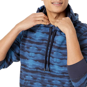Conjunto de Sudadera con Capucha Azul Sólido a Prueba de Viento para Hombre y Pantalones Cortos Negros, Estilo Hip Hop, Ropa de Otoño, Tejido Transpirable de Forro Polar 100% Poliéster - Product Image 5