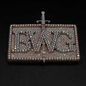 Custom VVS Moissanite Diamonds Iced <b>Solid</b> S925 Sterling Silver Rose <b>Gold</b> Plated Hiphop Charm <b>Pendants</b> Layered Logo Trendy Men - Product Image 1