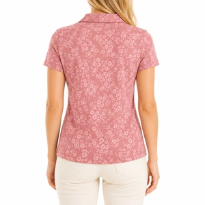 Polo pour femme à imprimé floral, élégant, confortable, respirant, tendance, vêtements d'été contemporains, style de vie féminin - Product Image 2