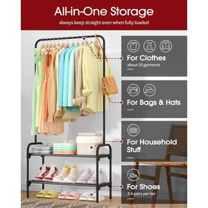 Appendiabiti a 2 livelli con ferma-scivolo, da appendere alla porta, per ingresso, camera da letto, lavanderia, organizer per scarpe, comodo porta abiti - Product Image 3