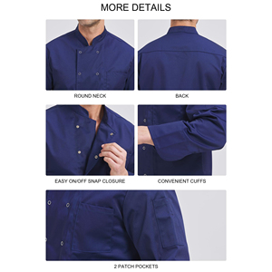 Veste de chef pour homme de qualité supérieure à prix abordable, couleur unie, fabriquée en tissu de coton. - Product Image 6