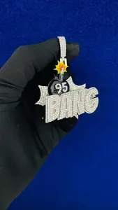 Colgante de Letra Personalizada con Moissanita Redonda de 2.80Ct, Chapado en Oro Blanco de 14K, Regalo Hip Hop para Mujer - Product Image 6